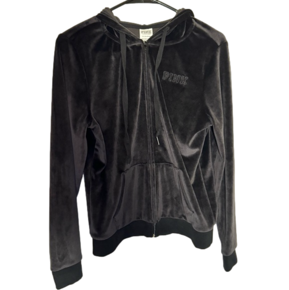 PINK Black Velvet Small Zip Up Jacket
